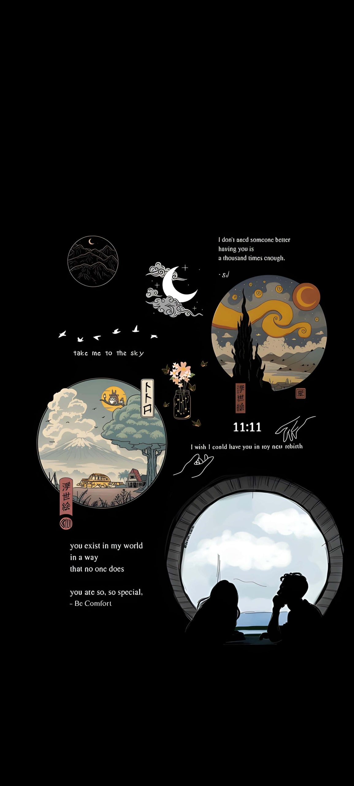 Motivational iPhone Wallpaper Collection | Lock Screen & Home Screen 4K 1 dark-aesthetic-japanese-art-quotes-collage-iphone-wallpaper