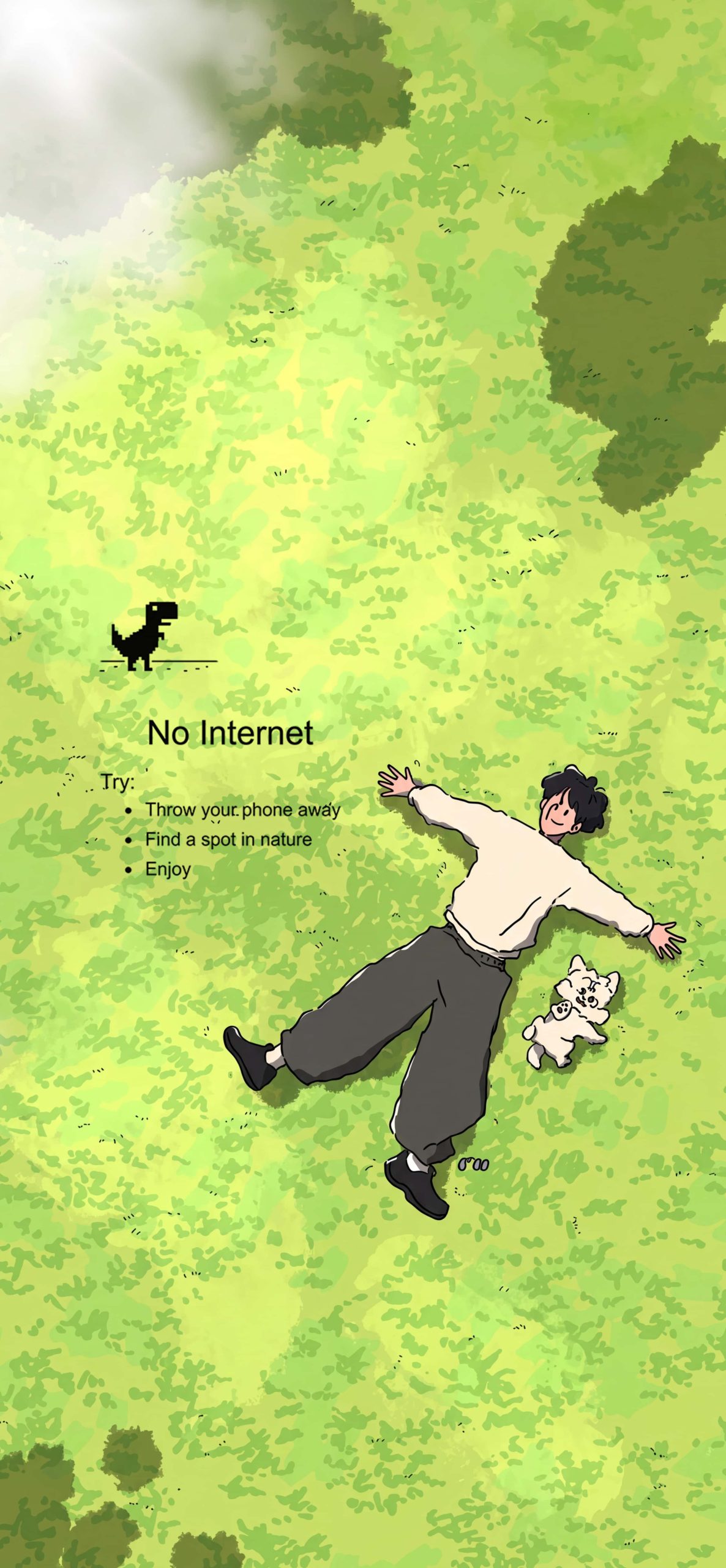 Motivational iPhone Wallpaper Collection | Lock Screen & Home Screen 4K 5 no-internet-dino-relaxing-nature-anime-iphone-wallpaper