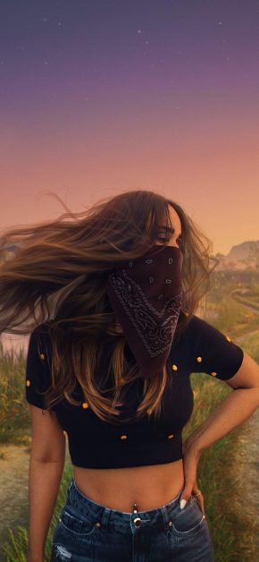 Masked Girl Open Hairs