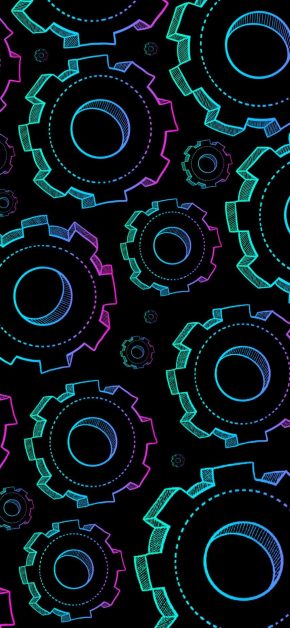 Neon Gears iPhone Wallpaper