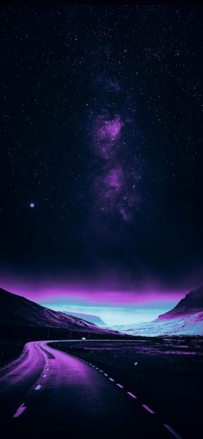 Starry Road Dark iPhone Wallpaper