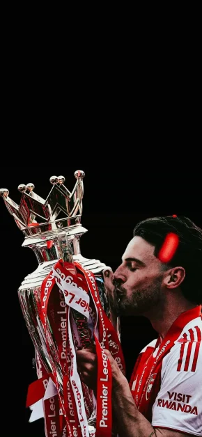 Arsenal Premier League Champions Wallpapers : Download HD iPhone Backgrounds 10 declan-rice-kissing-trophy-black-background-iphone-wallpaper-scaled
