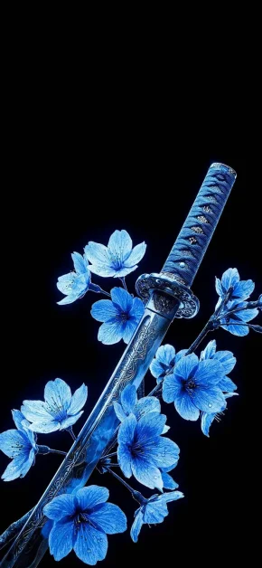 8K Wallpapers: Free Ultra HD 8K iPad & iPhone Backgrounds 1 aesthetic-blue-samurai-katana-cherry-blossoms-wallpaper
