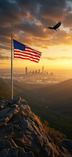 american-flag-eagle-mountain-sunset-4th-july-iphone-wallpaper