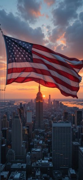 american-flag-new-york-city-skyline-sunset-iphone-wallpaper