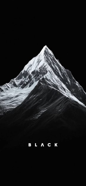 black-mountain-snow-dark-amoled-wallpaper