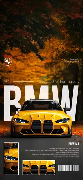 30 Best HD BMW iPhone Wallpapers (4K M Series & Classic) 17 bmw-m4-yellow-autumn-poster-iphone-wallpaper