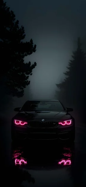 30 Best HD BMW iPhone Wallpapers (4K M Series & Classic) 22 bmw-pink-headlights-foggy-night-iphone-wallpaper