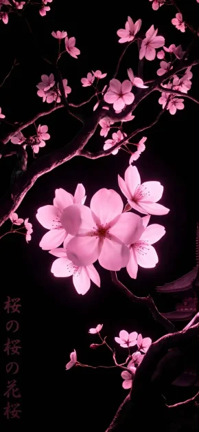 8K Wallpapers: Free Ultra HD 8K iPad & iPhone Backgrounds 7 glowing-pink-cherry-blossom-sakura-night-aesthetic-wallpaper
