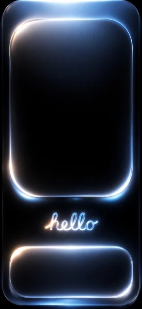 18 Free "Hello" iPhone Wallpapers — Neon, Gradient & Glass Style 2 hello-blue-glass-outline-dynamic-island-iphone-wallpaper