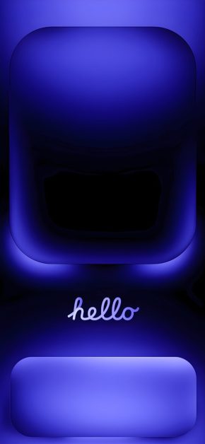 18 Free "Hello" iPhone Wallpapers — Neon, Gradient & Glass Style 3 hello-blue-indigo-glow-dynamic-island-iphone-wallpaper