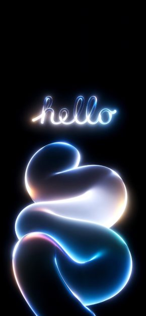 18 Free "Hello" iPhone Wallpapers — Neon, Gradient & Glass Style 5 hello-blue-white-neon-glass-swirl-iphone-wallpaper