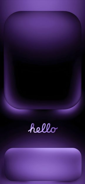 18 Free "Hello" iPhone Wallpapers — Neon, Gradient & Glass Style 13 hello-purple-glow-dynamic-island-iphone-wallpaper