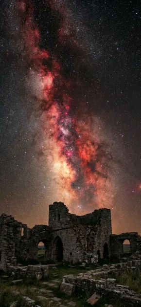 iphone-wallpaper-ancient-stone-ruins-red-milky-way