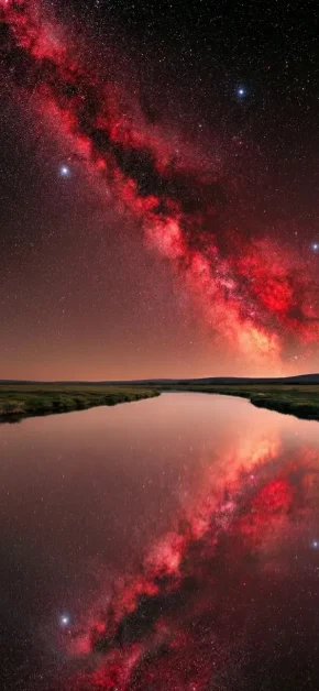 iphone-wallpaper-red-milky-way-river-reflection
