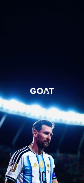 Best Lionel Messi Wallpapers for iPhone: Download Free HD Backgrounds 9 lionel-messi-stadium-lights-goat-logo-phone-background
