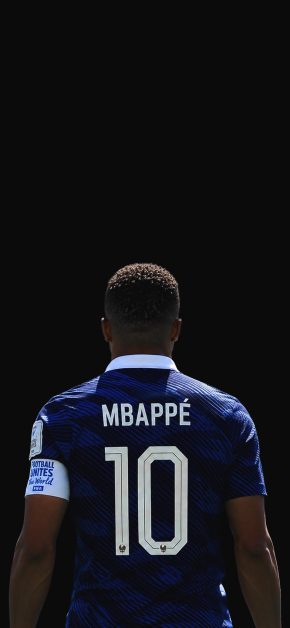 Kylian Mbappé Wallpapers: Best 4K & OLED iPhone Backgrounds 2 mbappe-france-10-jersey-back-view-dark-background-wallpaper-iphone