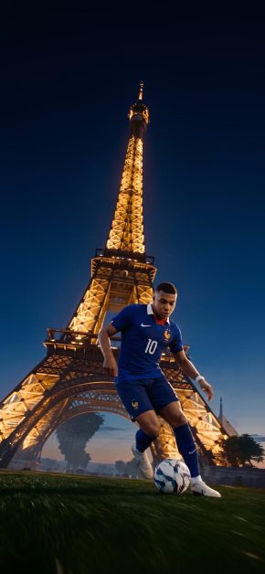 Kylian Mbappé Wallpapers: Best 4K & OLED iPhone Backgrounds 5 mbappe-france-eiffel-tower-night-dribbling-wallpaper-iphone