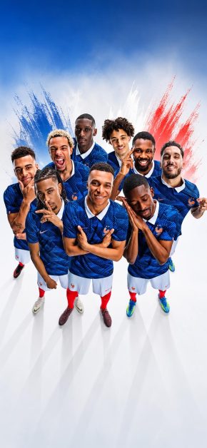Kylian Mbappé Wallpapers: Best 4K & OLED iPhone Backgrounds 10 mbappe-france-squad-group-photo-tricolor-background-wallpaper-iphone
