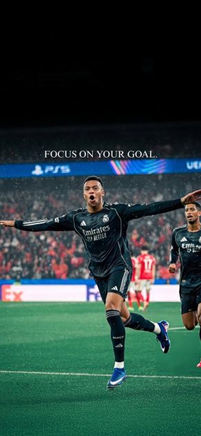 Kylian Mbappé Wallpapers: Best 4K & OLED iPhone Backgrounds 11 mbappe-real-madrid-black-kit-goal-celebration-champions-league-wallpaper-iphone