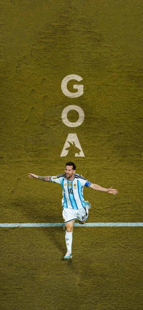 Best Lionel Messi Wallpapers for iPhone: Download Free HD Backgrounds 21 messi-goat-text-gold-pitch-phone-background