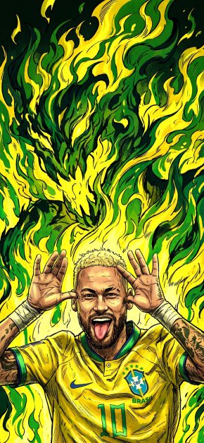 neymar-jr-brazil-comic-art-fire-illustration-wallpaper