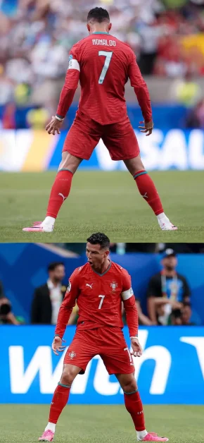 Cristiano Ronaldo World Cup iPhone Wallpapers | 4K & HD 2 ronaldo-back-view-jersey-7-free-kick-stance-goal-celebration-double-panel-wallpaper